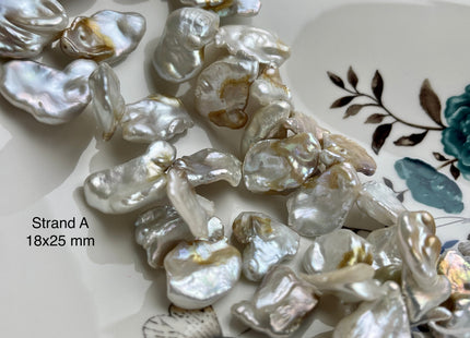 One-Of-A-Kind 20x25 mm AAA Rare HUGE Keshi Freshwater Pearl Beads Genuine Natural White And Champagne Color Top Drilled Keshi Pearls #P2076