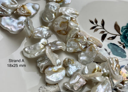 One-Of-A-Kind 20x25 mm AAA Rare HUGE Keshi Freshwater Pearl Beads Genuine Natural White And Champagne Color Top Drilled Keshi Pearls #P2076