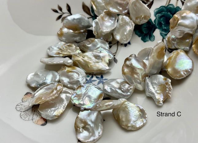 One-Of-A-Kind 20x35 mm AAA Rare HUGE Keshi Freshwater Pearl Beads Genuine Natural White And Champagne Color Top Drilled Keshi Pearls #P2076