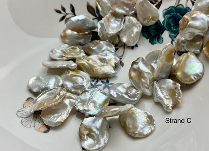 One-Of-A-Kind 20x35 mm AAA Rare HUGE Keshi Freshwater Pearl Beads Genuine Natural White And Champagne Color Top Drilled Keshi Pearls #P2076