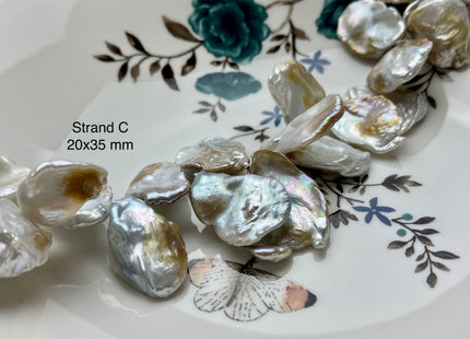 One-Of-A-Kind 20x35 mm AAA Rare HUGE Keshi Freshwater Pearl Beads Genuine Natural White And Champagne Color Top Drilled Keshi Pearls #P2076