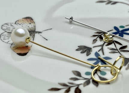 One Pair 925 Sterling Silver/Gold Setting Findings For Half Drilled Pearls Wand Rod Shape Design Sterling Silver Earring Findings #10263