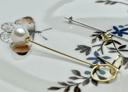One Pair 925 Sterling Silver/Gold Setting Findings For Half Drilled Pearls Wand Rod Shape Design Sterling Silver Earring Findings #10263