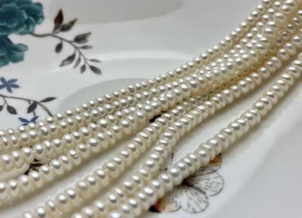 6mm AAA Large Hole Natural White Button/Rondelle Freshwater Pearls Hole Size 1.2mm Or 1.5mm Genuine Large Hole Freshwater Pearl Beads #1334