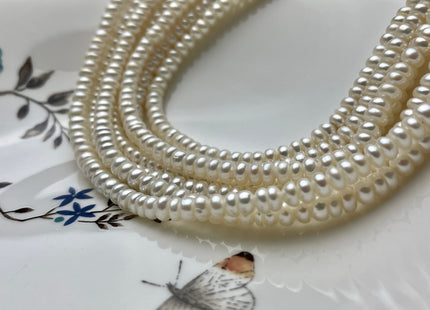 6mm AAA Large Hole Natural White Button/Rondelle Freshwater Pearls Hole Size 1.2mm Or 1.5mm Genuine Large Hole Freshwater Pearl Beads #1334