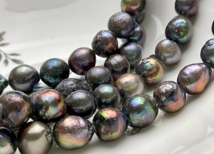 12-13 mm Full Strand Large Hole Peacock Color Baroque Pearl Beads Hole Size 2.2 mm Genuine Freshwater Baroque Pearls #1498