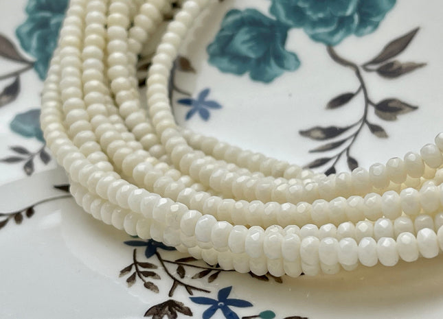 3x4.5 mm AAA Natural Color Faceted Rondelle Fossil Coral Gemstone Beads Top Quality Micro Faceted Fossil Coral Gemstone Loose Beads #4092