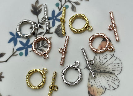 11 mm 925 Sterling Silver/Gold/Rose Gold Toggle Clasp Genuine 925 Silver Toggle Findings With Engraved Round Shape Design DIY Jewelry #10267