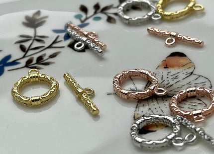 11 mm 925 Sterling Silver/Gold/Rose Gold Toggle Clasp Genuine 925 Silver Toggle Findings With Engraved Round Shape Design DIY Jewelry #10267