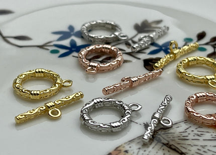11 mm 925 Sterling Silver/Gold/Rose Gold Toggle Clasp Genuine 925 Silver Toggle Findings With Engraved Round Shape Design DIY Jewelry #10267
