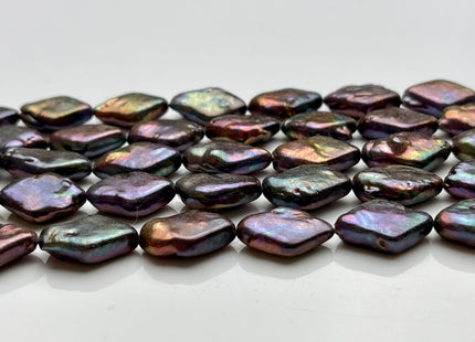 11x17mm Freshwater Diamond Coin Pearl Dark Peacock Color Genuine Freshwater Coin Pearls 25 Beads #1104