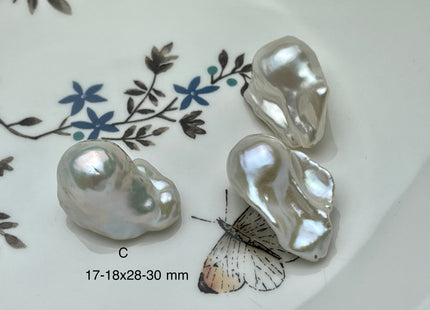 One-Of-A-Kind 13-18x18-32 mm AAAA Jumbo Natural White Baroque Pearl High Luster Half Drilled Tear Drop White Baroque Pearl Beads #P2097