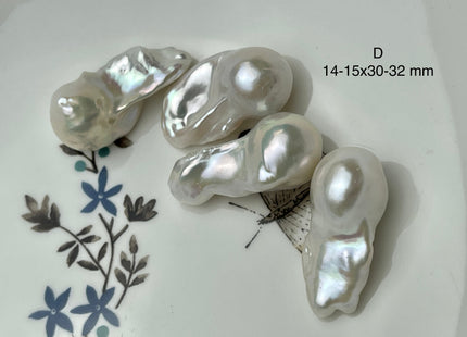 One-Of-A-Kind 13-18x18-32 mm AAAA Jumbo Natural White Baroque Pearl High Luster Half Drilled Tear Drop White Baroque Pearl Beads #P2097