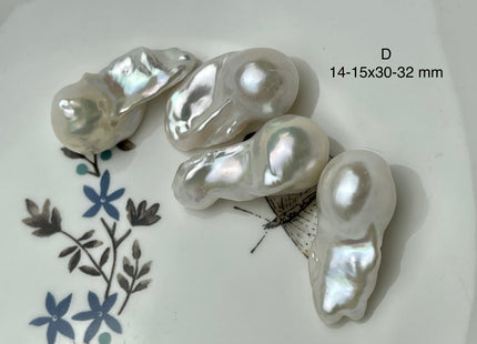 One-Of-A-Kind 13-18x18-32 mm AAAA Jumbo Natural White Baroque Pearl High Luster Half Drilled Tear Drop White Baroque Pearl Beads #P2097