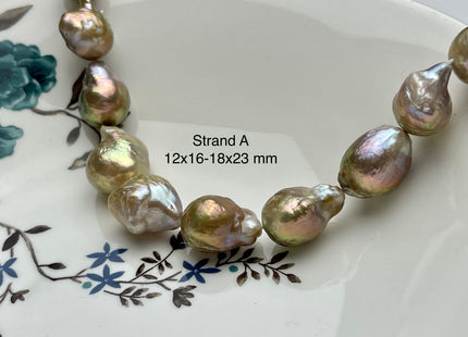 13-25 mm AA Jumbo Natural Mauve Pink Color Baroque Freshwater Pearl Beads Genuine Mauve Color With Avocado Gold Sheen Baroque Pearls #P2094