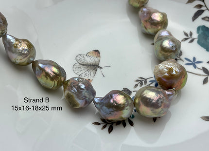13-25 mm AA Jumbo Natural Mauve Pink Color Baroque Freshwater Pearl Beads Genuine Mauve Color With Avocado Gold Sheen Baroque Pearls #P2094
