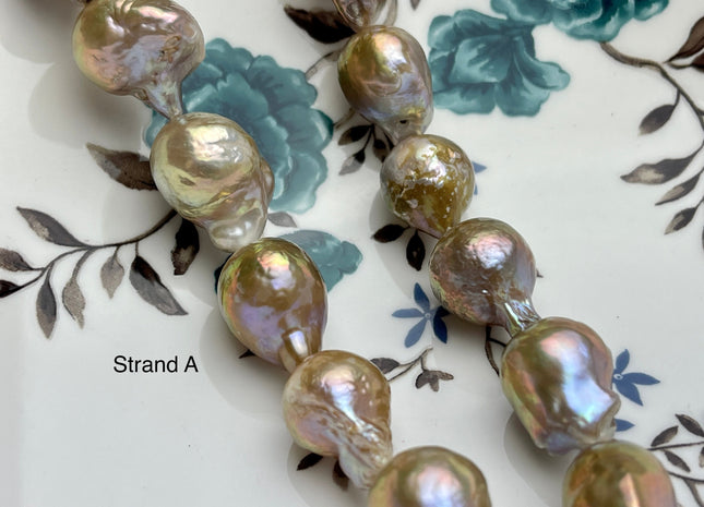 13-25 mm AA Jumbo Natural Mauve Pink Color Baroque Freshwater Pearl Beads Genuine Mauve Color With Avocado Gold Sheen Baroque Pearls #P2094