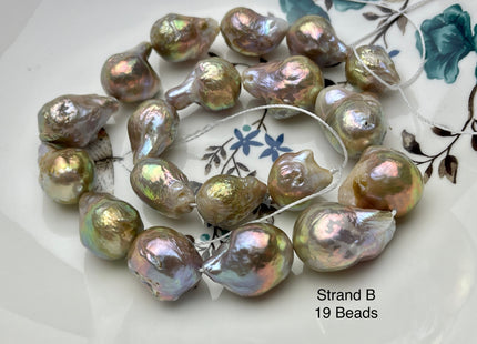 13-25 mm AA Jumbo Natural Mauve Pink Color Baroque Freshwater Pearl Beads Genuine Mauve Color With Avocado Gold Sheen Baroque Pearls #P2094