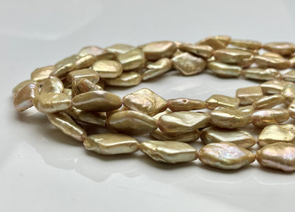10-11x14-21 mm Gold Champagne Diamond Coin Shape Freshwater Pearl Beads Genuine Gold Champagne Color Diamond Coin Freshwater Pearls #P2095