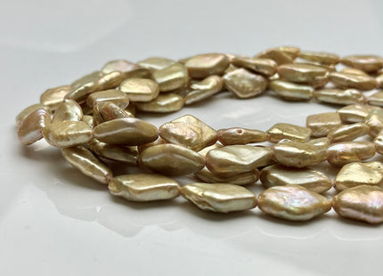 10-11x14-21 mm Gold Champagne Diamond Coin Shape Freshwater Pearl Beads Genuine Gold Champagne Color Diamond Coin Freshwater Pearls #P2095