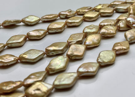 10-11x14-21 mm Gold Champagne Diamond Coin Shape Freshwater Pearl Beads Genuine Gold Champagne Color Diamond Coin Freshwater Pearls #P2095