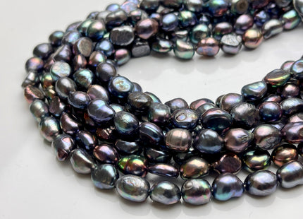 9-11x12-14 mm Dark Peacock Rice/Oval Nugget Freshwater Pearl Beads Genuine Dark Peacock Freshwater Pearl Rice Nugget Beads #P1832