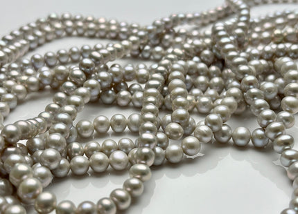 5 mm 5-6 mm AA Silver Gray Color Potato or Round Freshwater Pearl Beads High Luster Genuine Gray Color Tiny Potato Freshwater Pearls #P2103