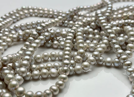 5 mm 5-6 mm AA Silver Gray Color Potato or Round Freshwater Pearl Beads High Luster Genuine Gray Color Tiny Potato Freshwater Pearls #P2103