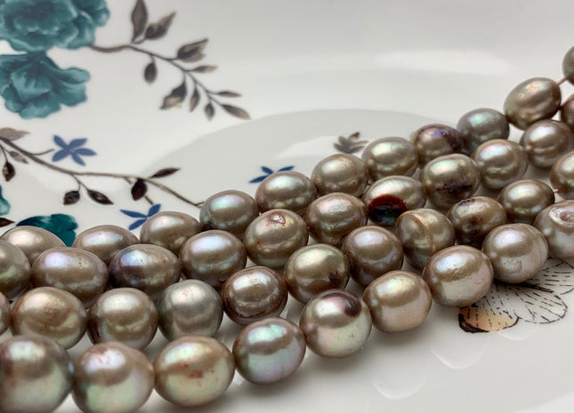 9-11x11-15 mm Light Taupe Brown Color C Grade Freshwater Oval Rice Pearls Genuine Taupe Oval/Rice Freshwater Pearls #P2112