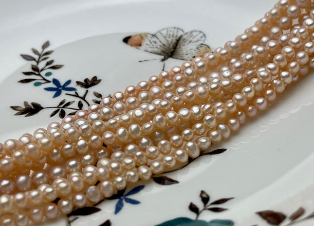 3 mm 4 mm AAA Light Pink Color Round Potato Freshwater Pearl Beads High Luster Genuine Pink Color Tiny Small Potato Freshwater Pearls #P2110