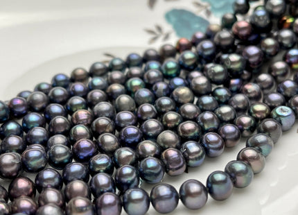 5-8 mm Dark Blue Peacock Color Potato Freshwater Pearl Beads Genuine Cultured Freshwater Pearl Beads Peacock Potato Pearl Beads #P2105