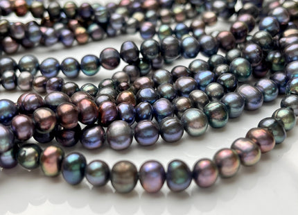 6-7 mm Peacock Color Potato Freshwater Pearl Beads Genuine Cultured Freshwater Pearl Beads Peacock Potato B Grade Pearl Beads #P2104