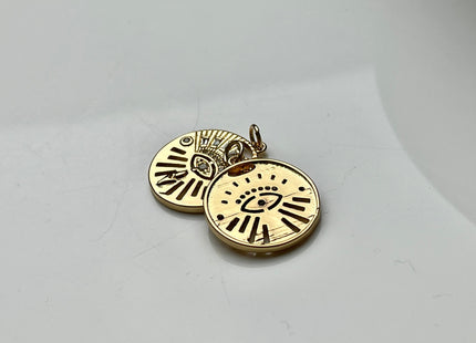 Evil Eye Circular Charm for Necklace Jewelry Making, 18K Gold Filled Charm Antique Medallion Pendant With CZ, One Piece #CR0009