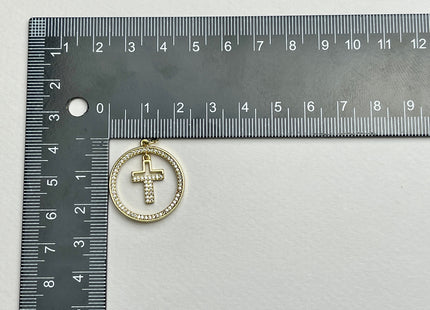 Hanging Cross Charm for Necklace Jewelry Making, 18K Gold Filled Charm Pendant With CZ, Antique Cross Charms, One Piece #CR0010