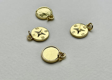 Compass Medallion Charm for Necklace Jewelry Making, 18K Gold Filled Charm Pendant, Antique Compass Charm, One Piece #CR0023