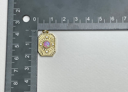 Sun Design Charms for Necklace Jewelry Making, 18K Gold Filled Charm Pendant With Colored CZ and Opal Gemstone, One Piece #CR0026