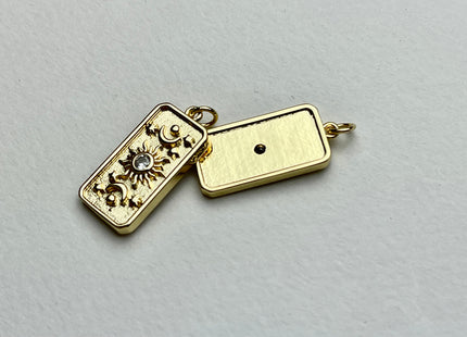 Sun Stars Crescent Moon Sky Charms for Necklace Jewelry Making, 18K Gold Filled Charm Pendant With CZ Crystals, One Piece #CR0028