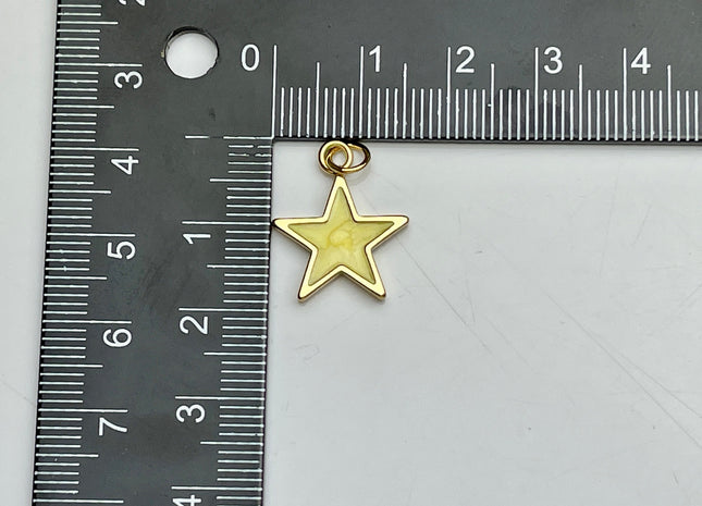 Cute Dainty Star Design Charms for Necklace Jewelry Making, 18K Gold Filled Swirled Enamel Colored Charm Pendant, One Piece #CR0040