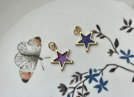 Cute Dainty Star Design Charms for Necklace Jewelry Making, 18K Gold Filled Swirled Enamel Colored Charm Pendant, One Piece #CR0040