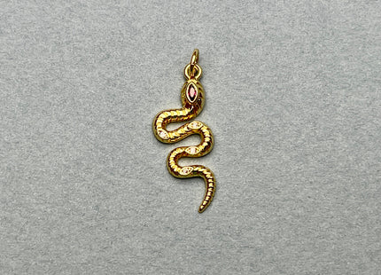 Red/Blue/Green Eye Snake Design Charms for Necklace Jewelry Making 18K Gold Filled Charm Pendant With Colored CZ Crystals, One Piece #CR0020