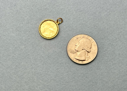 Tree Circular Charms for Necklace Jewelry Making, 18K Gold Filled Charm Enamel Colored Medallion Pendant With CZ, One Piece #CR0012