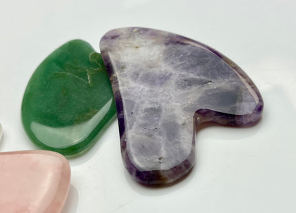 50x70-80 mm Gua Sha Body And Facial Massage Tool Clear Quartz, Purple Amethyst, Pink Rose Quartz, Green Jade Premium Gemstones #4000