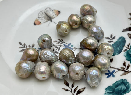 ONE Piece 13-16 mm AA Large Hole Gray Color Baroque Pearl Beads Hole Size 2.2 mm Genuine Large Hole Baroque Pearls #1456