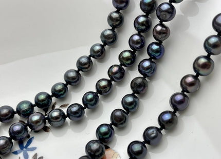 54 inch Hand Knotted 8mm Potato Freshwater Pearl Necklaces Peacock OR Silver Gray, Genuine Cultured Pearl Long Bridal Necklace #305