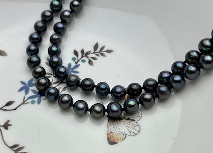 54 inch Hand Knotted 8mm Potato Freshwater Pearl Necklaces Peacock OR Silver Gray, Genuine Cultured Pearl Long Bridal Necklace #305