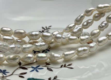 8x10-11 mm Natural White High Luster Long Oval Edison Baroque Freshwater Pearl Beads Genuine Freshwater Irregular Shape Edison Pearls #P2119