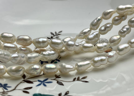 8x10-11 mm Natural White High Luster Long Oval Edison Baroque Freshwater Pearl Beads Genuine Freshwater Irregular Shape Edison Pearls #P2119