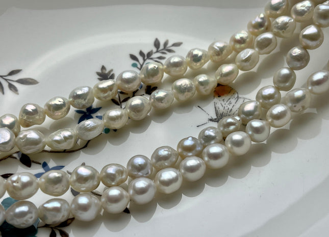 8 mm AAA Natural White High Luster Edison Baroque Freshwater Pearl Beads Genuine Freshwater Irregular Shape Edison Pearls 45 Beads #P2118