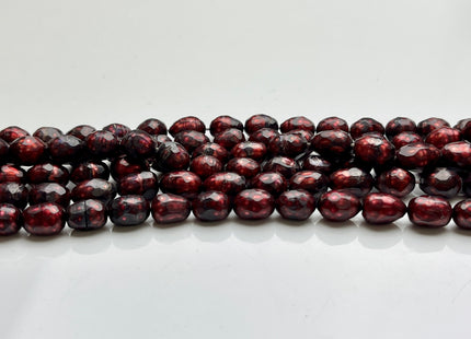 6x8mm OR 7x9mm Dark Red /Burgundy Color Faceted Rice Oval Freshwater Pearl Beads Genuine Faceted Freshwater Pearls #175
