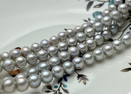 8-8.5 mm AAA Gray Semi-Round Freshwater Pearls Genuine Smooth And Round Pearl Beads High Luster Pinkish Gray Color Freshwater Pearls #535